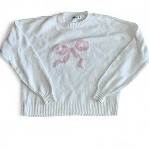 Hollister White Knit Sweater with Bow